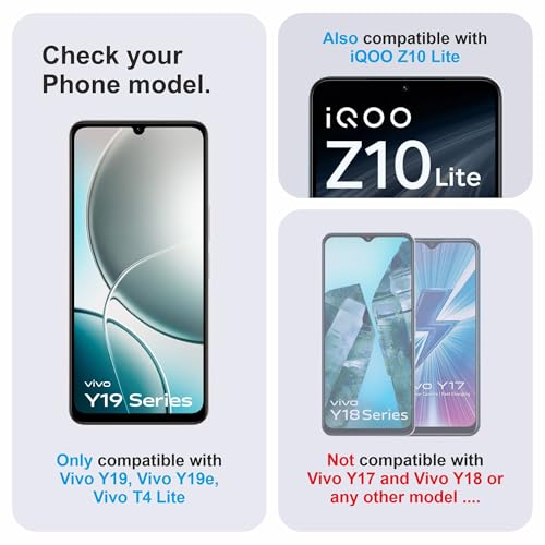 Image of Military-Grade Gorilla Tempered Glass For Vivo Y19, Y19e, Vivo T4 Lite and iQOO Z10 Lite (6.74 Inch) With Installation Kit | Edge to Edge Coverage | Black