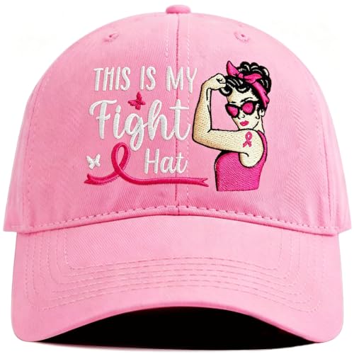 Skdgih Breast Cancer Gifts for Women Pink Ribbon Baseball Cap Adjustable Embroidered Chemo Hat Awareness Accessories
