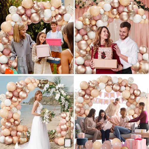 image for RUBFAC 130pcs Blush Pink Balloon Garland Arch Kit, Dusty Pink Peach Ro