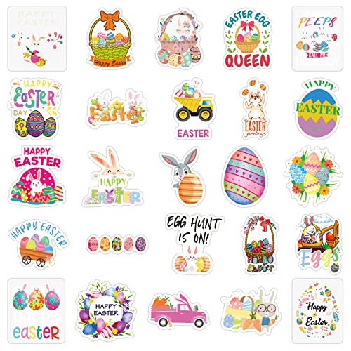 Easter Decorations Easter Stickers, 50 Pcs Cute Easter Egg Bunny Basket Stickers For Kids Teens Adults, Vinyl Waterproof Easter Stickers For Laptop Water Bottle Window Envelopes Cards Crafts Scrapbook #TOP3