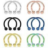 SCERRING 12PCS 12mm Mix Color Stainless Steel Nose Horseshoe Hoop Rings Eyebrow Lip Ear Tragus Septum Piercing Hanger Retainer 14G