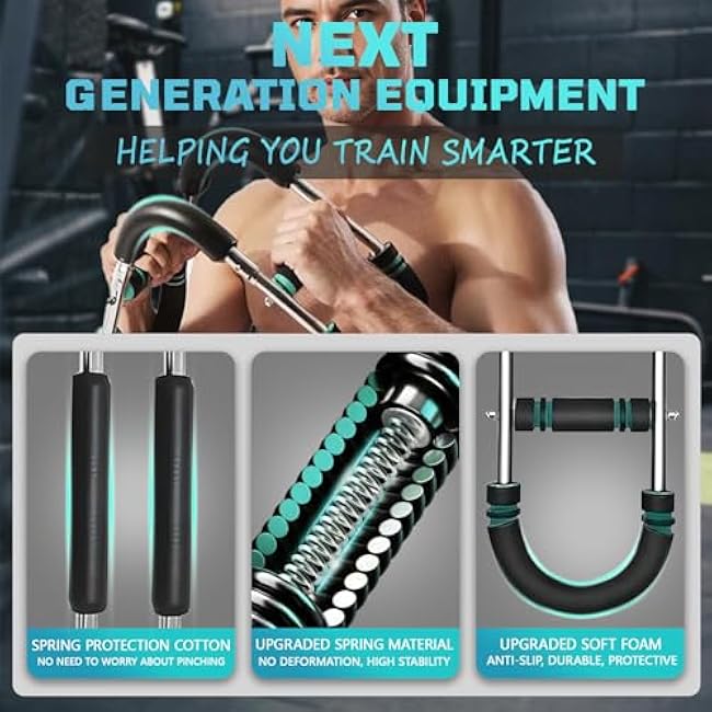 Twister Arm Trainer, 30-110lb Adjustable Chest Workout Equipment, Multi-Muscle Group Training, Portable Power Twister Bar, Detachable Design, Unisex and Suitable for Home and Gym Use