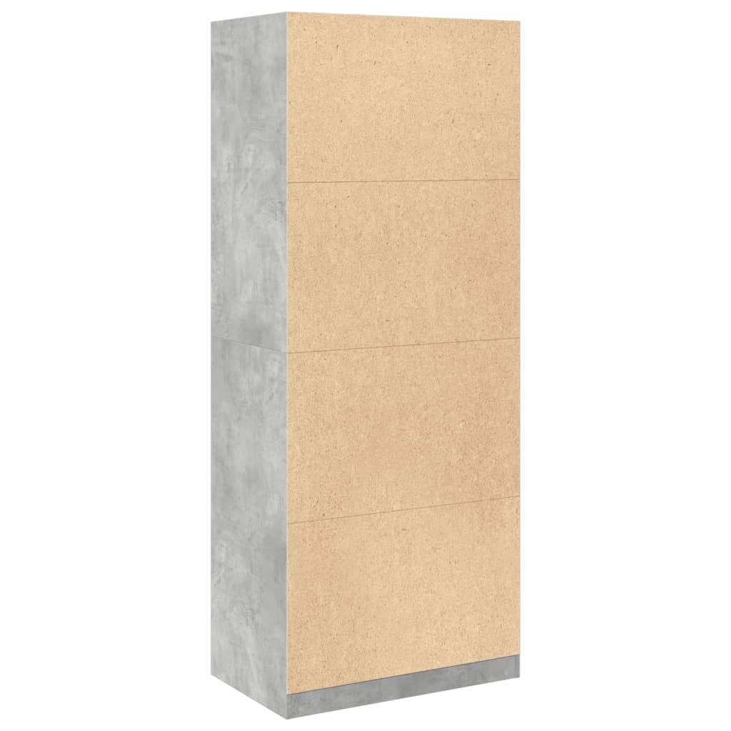 Szafa na ubrania, betonowa szara, 80 x 50 x 200 cm, wykonana z materiału drewnopochodnego z 4 półkami, do korytarza, sypialni, oszczędność miejsca do przechowywania ubrań i akcesoriów