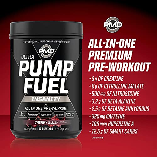Pmd Sports Ultra Pump Fuel Insanity - Pre Workout – Cherry Slush (30 Servings) Sports Omega Cuts Elite Thermogenic Fat Burner (90 Softgels) #TOP5