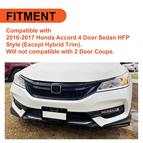 ECOTRIC Front & Rear Bumper Splitter Lip Compatible with 2016 2017 Honda Accord 4 Door Sedan Spoiler Underbody Pair HFP Style Painted Black - 2 Packages by ECOTRIC - Used condition - Image 2