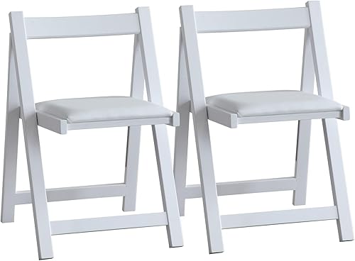Miniatura 10 de FUNROLUX Sillas de comedor plegables con asientos acolchados, paquete de 2 sillas plegables de madera para mesa de cocina, eventos, fiestas, Gris