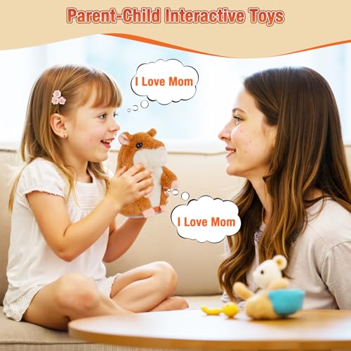 Image of Talking Hamster - Interactive Stuffed Animal That Repeats What You Say for Kids 2-3 Years Old, Autism Sensory Toy Gift (Brown)