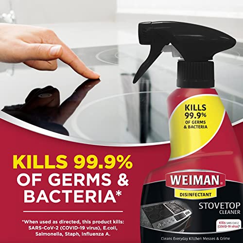 Weiman Stainless Steel Cleaner & Disinfecting Stovetop Daily Cleaner - 12 Ounce - Kitchen Appliance Kit #TOP5