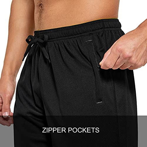 Labeyzon Men's Lightweight Sweatpants Open Bottom Loose Fit Mesh Athletic Pants Workout Running Pants With Zipper Pockets(Black M) #TOP3