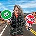 Liontouch - Stop & Go Sign, Red & Green | 1+ Year - 8.9 x 5.5 in | Durable & Reversible Lollipop-Shaped Foam Toy Paddle For School Patrolling Kids | Ideal For Teaching Children Traffic & Street Safety