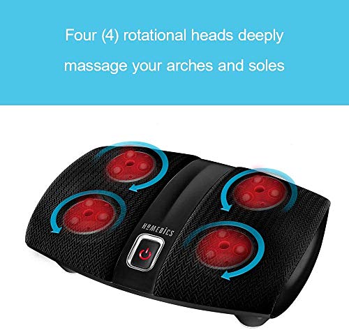 Homedics Shiatsu Select Foot Massager With Heat – Shiatsu Foot Massager With Heat, Therapeutic Kneading & Rolling, 4 Rotational Heads With 12 Massage Nodes, Toe-Touch Control #TOP1