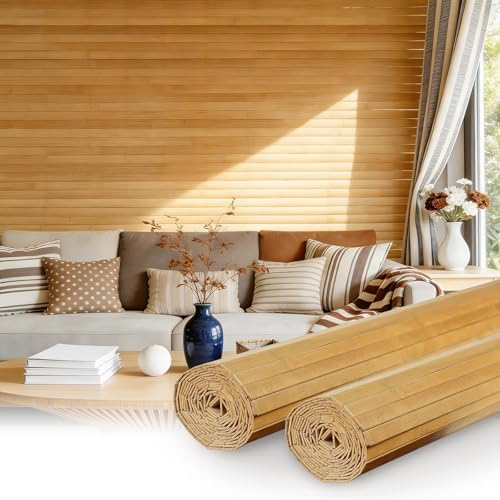 LCBBKYSQ Natural Bamboo Wall Panel for Interior Wall Decor, Pole