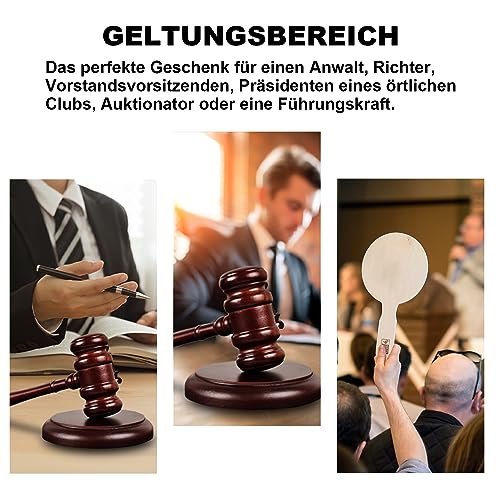 Auktionshammer Set aus Holz, Richterhammer und Resonanzblock Hammer Premium Holzgavel, Perfekt für Anwalt, Richter, Auktion Verkauf Meetings, Unternehmen, Studenten, Kinder Rollenspiel und Geschenken