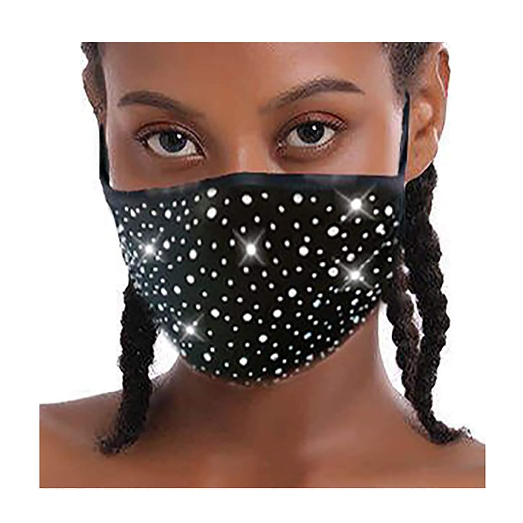 Barode Sparkly Rhinestones Mask Crystal Black Face Cover GlitterMasquerade Masks Party Clubwear Jewelry for Women and Girls (Black) : Clothing, Shoes & Jewelry