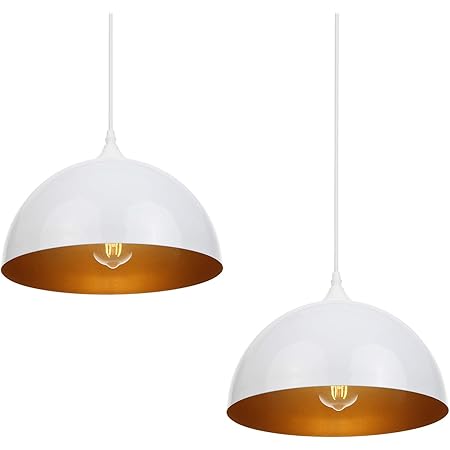 Amazon ペンダントライト インダストリアル 照明器具 2個セット ランプシェード 北欧おしゃれ 引っ掛けシーリングライト 口金e26 天井照明 カフェ ダイニング 廊下 食卓 居間用 キッチン カウンター 内側ゴールド 直径30cm 白 Tomshine ペンダントライト 通販