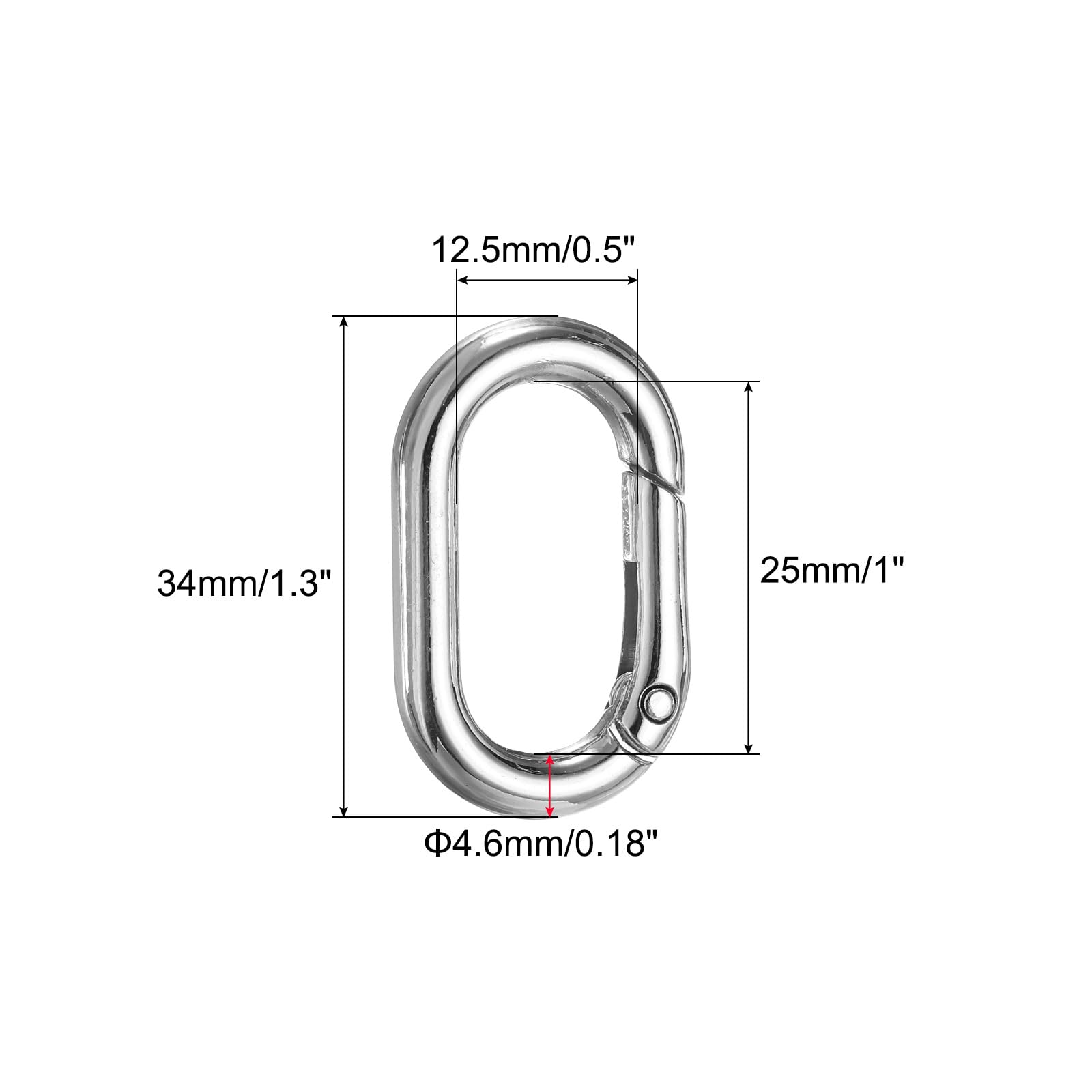 uxcell Anillos ovalados de resorte, llavero, Plateado blanco, 12.5mm ID x 25mm OD