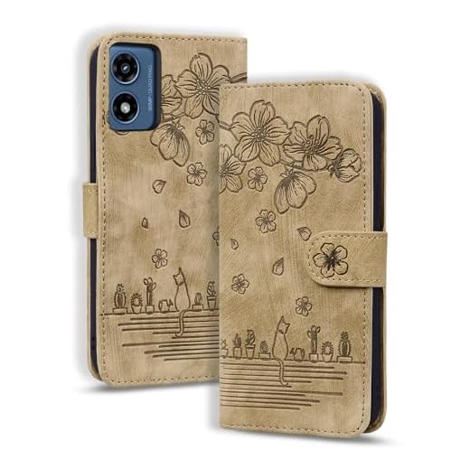 Rosbtib Capa fólio para Motorola Moto G Play 2024, capa carteira de couro PU premium com suporte para cartão compatível com Moto G Play 2024 - marrom