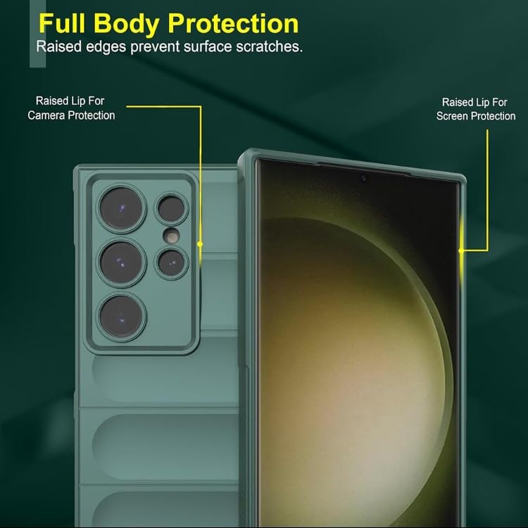 Image of Gadgetsmantra Back Cover Case for Samsung Galaxy S22 Ultra Shockproof Protective Silky Shield Camera Protection Case for Men & Boys(Green)