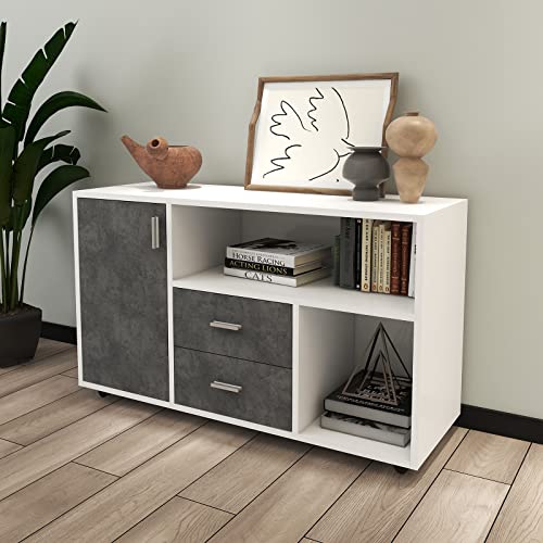 Phoyal Cupboard, Storage Cabinets Storage Cabinet With 2 Drawer And 1 Doors Modern Wheels With Storage Drawers Cupboard For Living Room, Bedroom, Home Office #TOP6