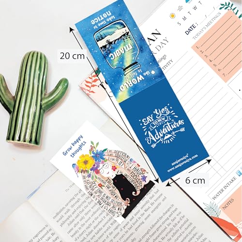 Image of Antara Positive Affirmation Magnetic Bookmarks with Quotes | Set of 5 | Digitised Handpaintings | Laminated Matte Finish | Best Gift for bibliophiles | 2.25 inch X 3.8 inch | Magnetic Clip Attachment