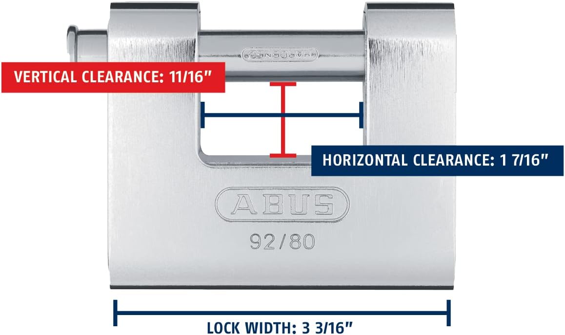 ABUS 92/80 KD All Weather Solid Brass with Steel Jacket Monoblock Keyed Different Padlock