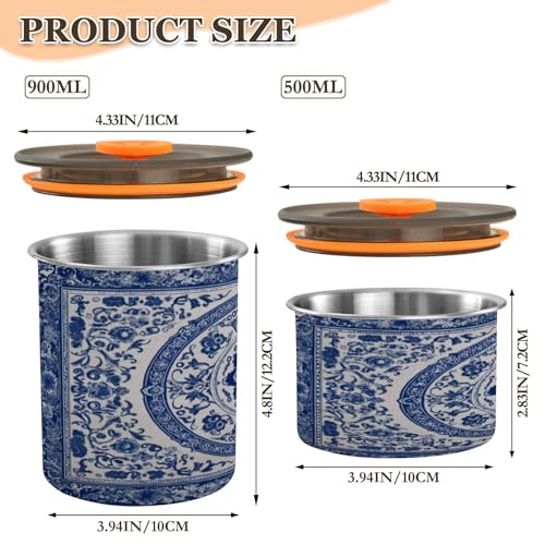 Lata de café hermética acero inoxidable 900 ml azul y blanco miniatura 2
