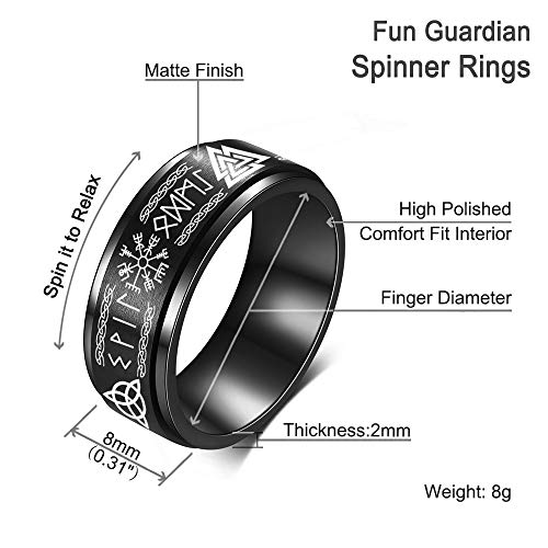 Flyun Viking Rings For Men Norse Jewelry For Men Celtic Runes Men's Viking Black Ring Mens (Black Viking, 10) #TOP1