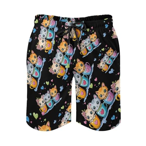 Teacup Cat Men's Swim Trunks Quick Dry Board Shorts Hawaiian Beach Shorts With Pocket4