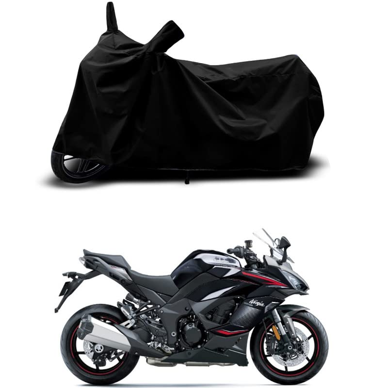 Image of 100% Scratchproof /UV-Rays /Heat Protection /Birds Dropping /Water Resistant /Dust Proof /Waterproof /Full Bike Scooty Two Wheeler Body Cover Compatible for Ninja 1000SX BS6 All Varients[Black]