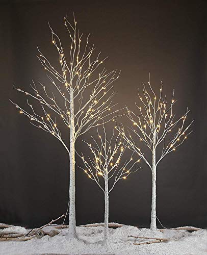 LIGHTSHARE 4 feet 6 feet and 8 Feet Birch Tree,Warm White, for Home,Pack