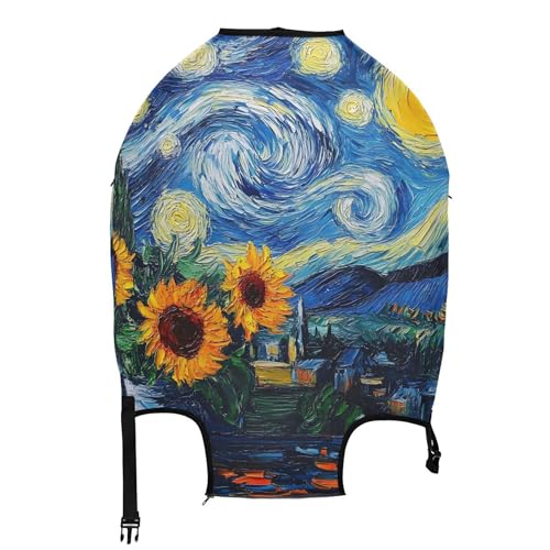 Joisal Starry Night Sunflowers Blue Luggage Covers for Suitcase Protector Protection Vacation Essentials Suitcase Sleeve Flower, L, Fits 26-28 Inch Case2