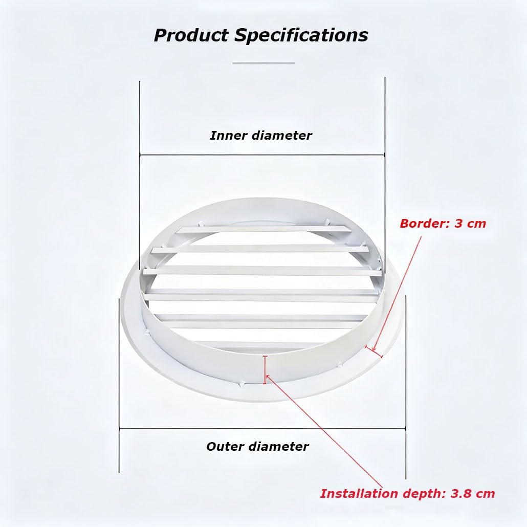 Cubiertas De Ventilación De 15cm Rejillas De Ventilación Redondas – Cubierta De Rejilla – Orificios De Ventilación(Black,45cm/18in)