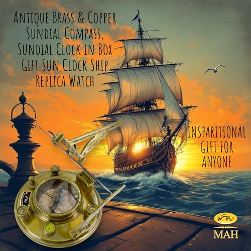 MAH Top Grade 5'' Large Perfectly Calibrated Brass Nautical Sundial Compass, Antique Vintage Style Gifts for Anniversary, Timeless Love Gifts for Him & Her, Perfect for Weddings, Father’s Day - Image 2