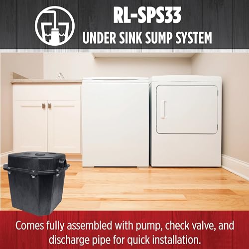 Red Lion RL-SPS33 1/3 HP, 115-Volt, 3200 GPH Under-Sink Sump Pump System with 6 Gallon Basin, Red/Black, 14942736 - Thumbnail 5