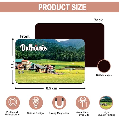 Image of Elegant Fridge Magnet with Themes |Rectangular Size Refrigerator Magnet with Magnetic Rubber Back | Pack of 1, 8.6cm X 5.4cm (Dalhousie - Design 2)