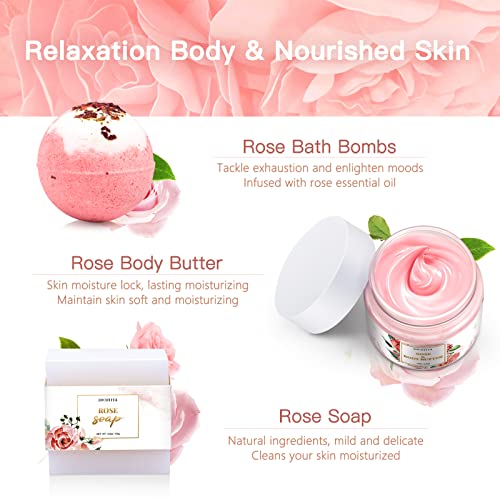Birthday Gifts For Women Best Relaxing Spa Gifts Baskets Box For Her Wife Mom Best Friend Mother Grandma Bday Bath And Body Kit Sets Self Care Present Beauty Products Package Rose Scent #TOP7