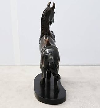 Amazon.co.jp: 高さ45㎝｜天然木跳ね馬の置物木製｜｜縞黒檀無垢