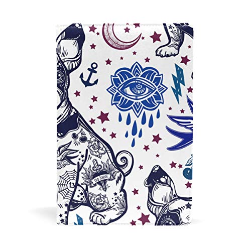 Image of EZIOLY Vintage Bulldog Sun And Moon Stretchable Book Cover Fits Most Hardcover Textbooks up to 8.7" x 5.8" Adhesive-Free Fabric School Book Protector. Easy to Apply. Wash & Re-Use