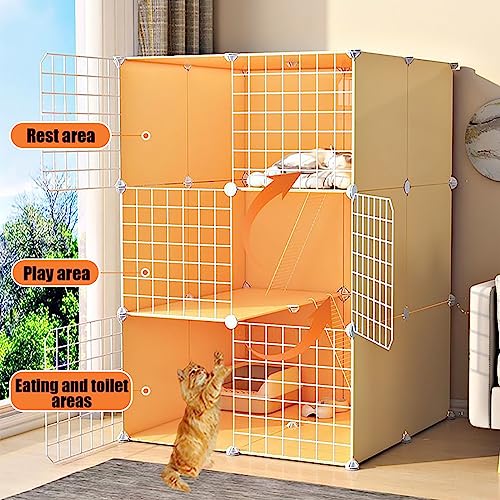Cage pour chat modulable avec bac à litière intégré et hamac - 3