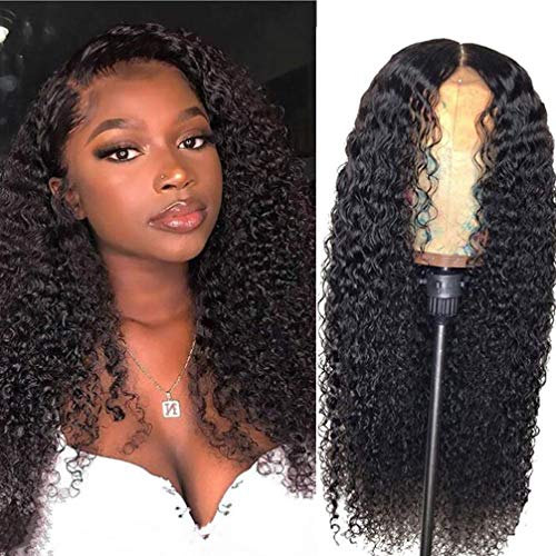 Queen Love Kinky Curly Human Hair Wigs 13x4 Lace Front Wigs Human Hair Brazilian Curly Human Hair Lace Front Wigs for Black Women Natural Color (16 Inch)