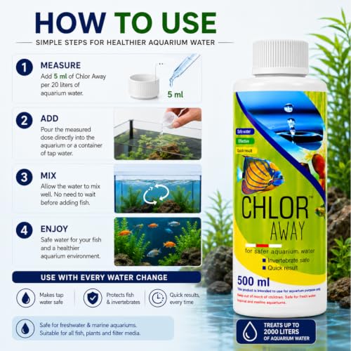 Image of VAYINATO Aquatic Remedies Chlor Away Aquarium Fish Tank Water Chlorine Remover Water Conditioner (500 ML)