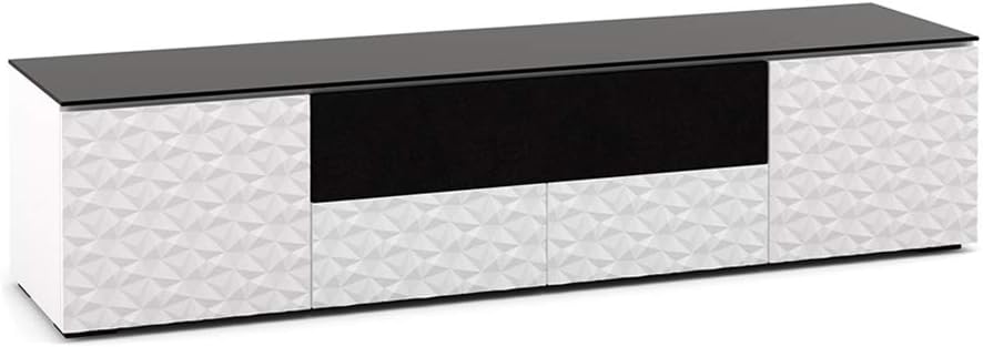Salamander Chameleon Milan 245 - White/Black Glass Quad Width AV Cabinet with Speaker Integration