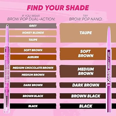 Kosas Brow Pop Nano Eyebrow Pencil Ultra-Fine 1mm Micro Brow Pencil with Spoolie, Brown Black