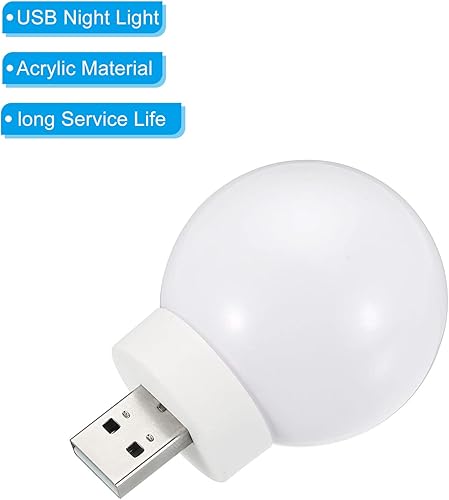 Miniatura 4 de PATIKIL Luces nocturnas USB, paquete de 6 mini bombillas LED portátiles enchufables de 1 W, luz ambiental compacta, luz USB para el hogar, baño,
