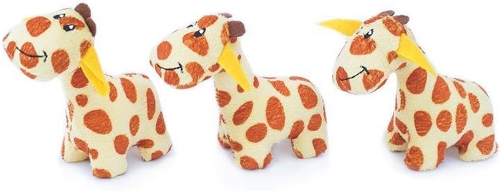 ZippyPaws - Zoo Friends Burrow, Interactive Squeaky Hide and Seek Plush Dog Toy - Giraffe Miniz, 3 Pack