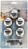 ANTOBLE Replacement RKG Gas Range Knob Set Black with Silver Overlay for Aqua Plumb Range 5-Pack