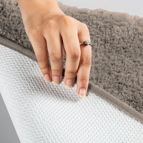 Image of LUXE HOME INTERNATIONAL Microfiber Rectangular Home Bath Mat Super Soft Non Slip Vegas Mats for Bathroom, Kitchen, Bedroom, and Door (40X60 Cm, Taupe) Pack of 2