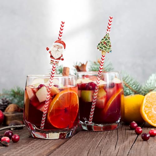 24 pitillos de papel de Navidad coloridos y desechables miniatura 5