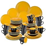 ۞FUENTE DE DISEÑO E INSPIRACIÓN proviene de Allegro [Términos musicales]-los colores vivos y alegres representa un tono de música alegre y animado. El exterior de la vajilla está decorado en negro brillante y el interior en amarillo mate, la combinación de los dos colores hace que el aspecto sea agradable. Tiene un hermoso significado y espera traer felicidad a los comensales.