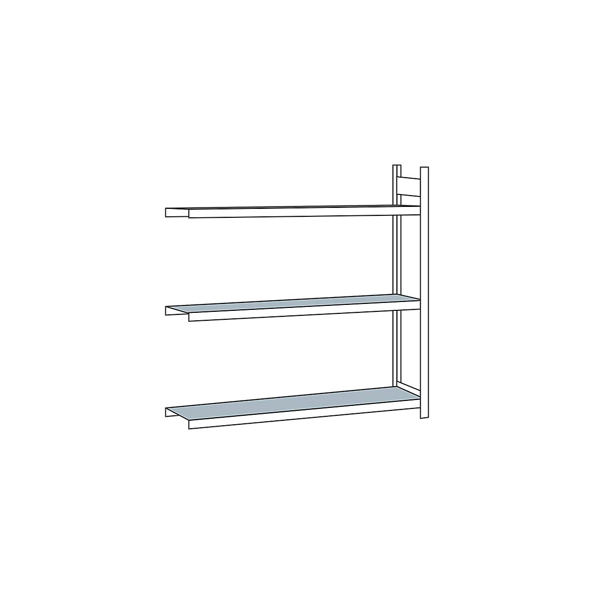 Estantería Base de Gran tensión WS 2000 con estantes de Acero, 2000 x 2000 x 800 mm (Alto x Ancho x Profundidad), galvanizado, 3 Niveles, Carga de 400 kg, Carga en Campo 1200 kg